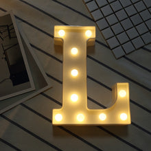Load image into Gallery viewer, Luminoso led carta luz da noite criativo 26 inglês alfabeto número bateria lâmpada romântico festa de casamento decoração